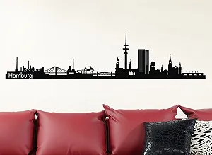 Наклейка на стіну Grandora W5156 Гамбург Skyline I 100 x 23 см Чорна synthetic.ua - Фото 1