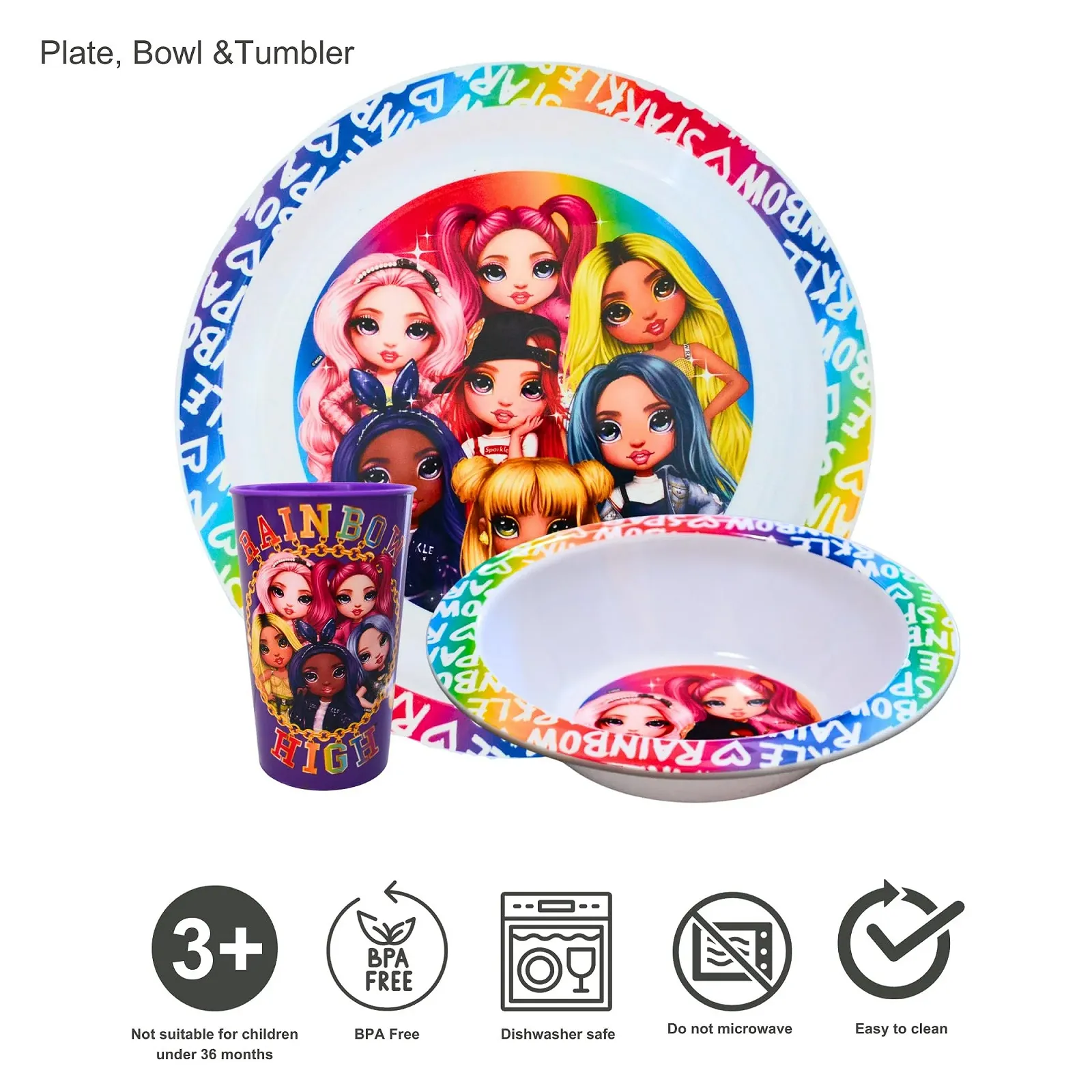 Детский набор посуды Papillon Rainbow High, 3 предмета: обеденная тарелка, суповая миска и чашка, фото №6 Детский набор посуды Papillon Rainbow High, 3 предмета: обеденная тарелка, суповая миска и чашка, фото №6