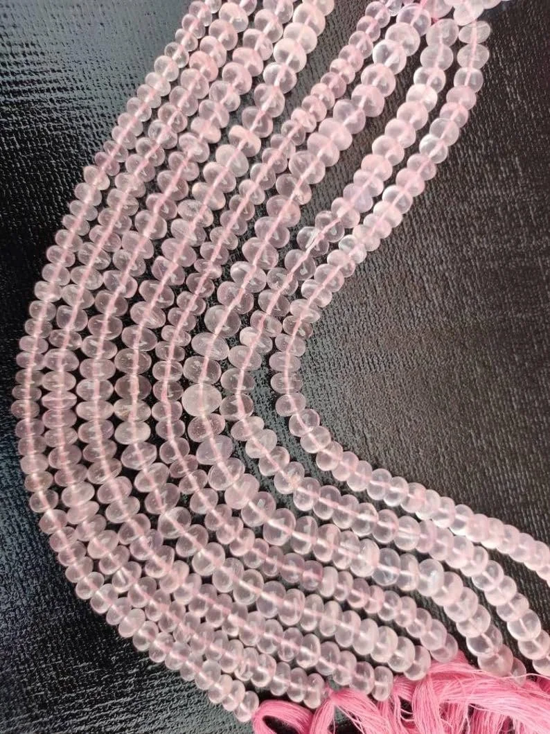 Бусины из розового кварца круглые гладкие 5-6 мм, нить длиной 20 см бусины из драгоценных камней для ожерелья, браслета, фото №1