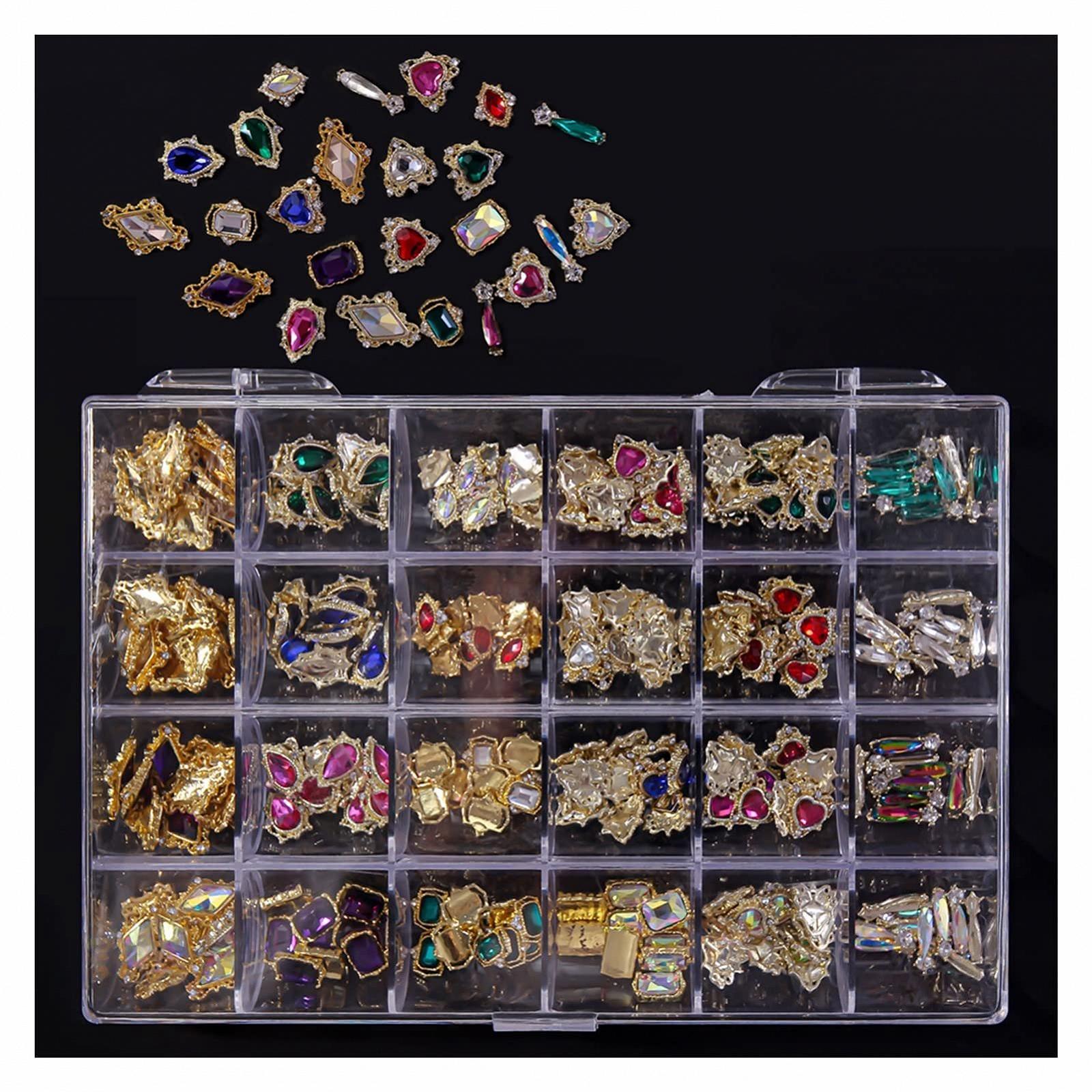 Метал корона Прикраса для нігтів Серце золото та срібло 120/240 шт (Колір: білий), фото №1