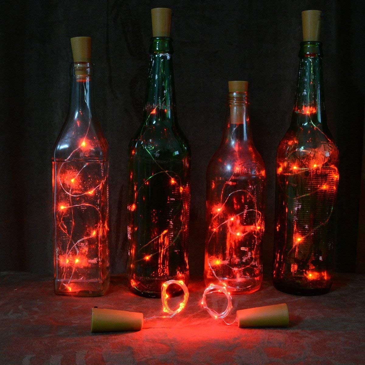 Гірлянда Uhat® для пляшок, 15 LED, мідний дріт, червоний, фото №1