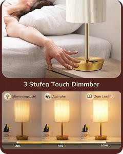 Світлодіодна настільна лампа EDISHINE набір із 2 шт. сенсорна з димером 2 USB золота synthetic.ua - Фото 1