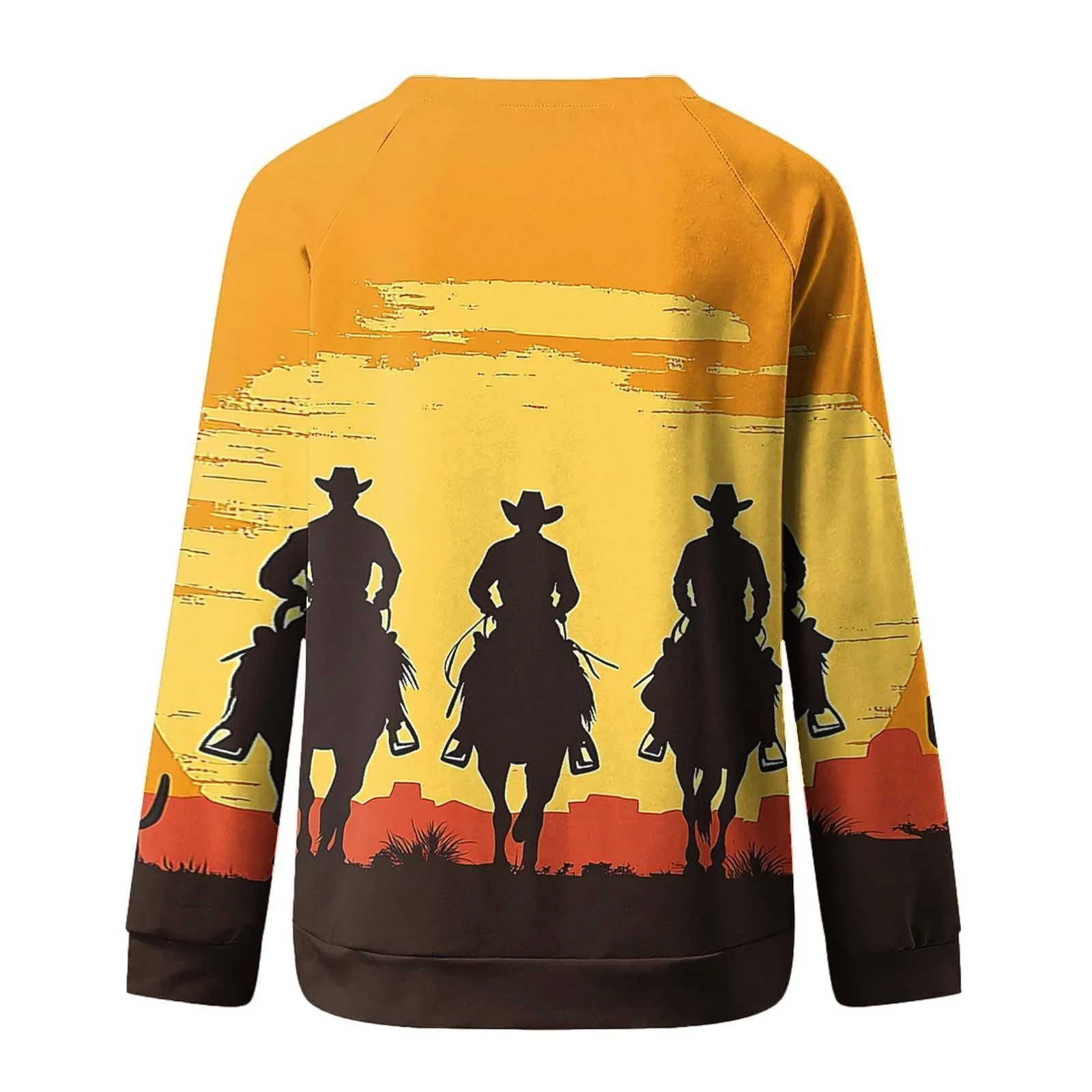Лонгслив Komiseup Basic Круглый вырез Свободный Свитшот без капюшона Western Cowboy Принт Свитшот Праздничная Спортивная рубашка Модный топ с принтом лошади для девочек-подростков Streetwear 04, фото №5