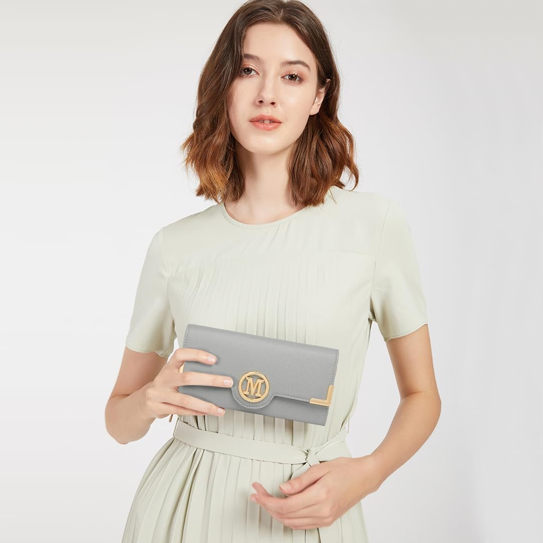 Кошелек Женский Miss Lulu Длинный PU Кожа Элегантный Многоцветный с карманом для мобильного телефона темно-серый Стандартный размер, фото №5