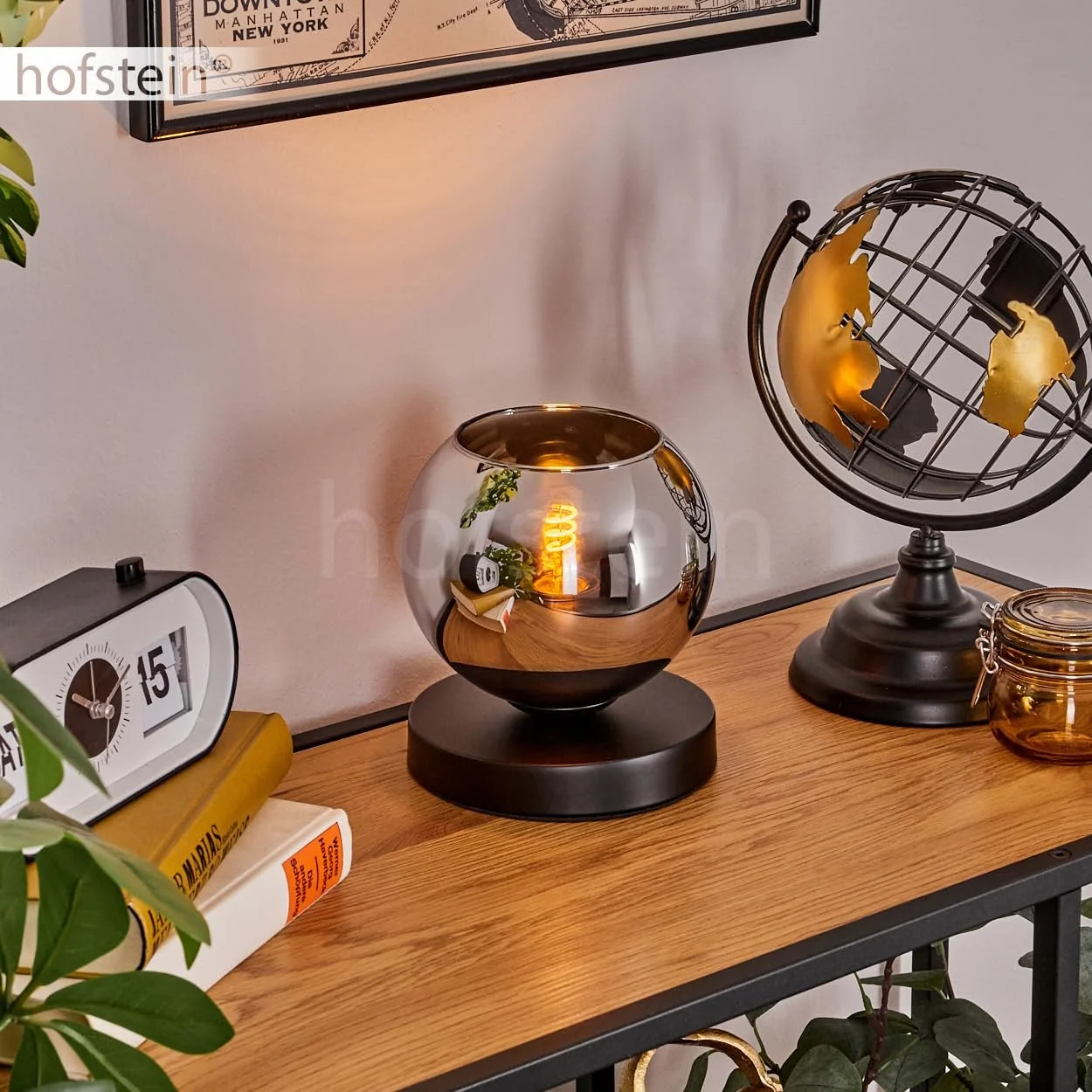 Настільна лампа Koyoto Метал/Скло 15 см 1 x E27 Чорний/Хром, фото №8