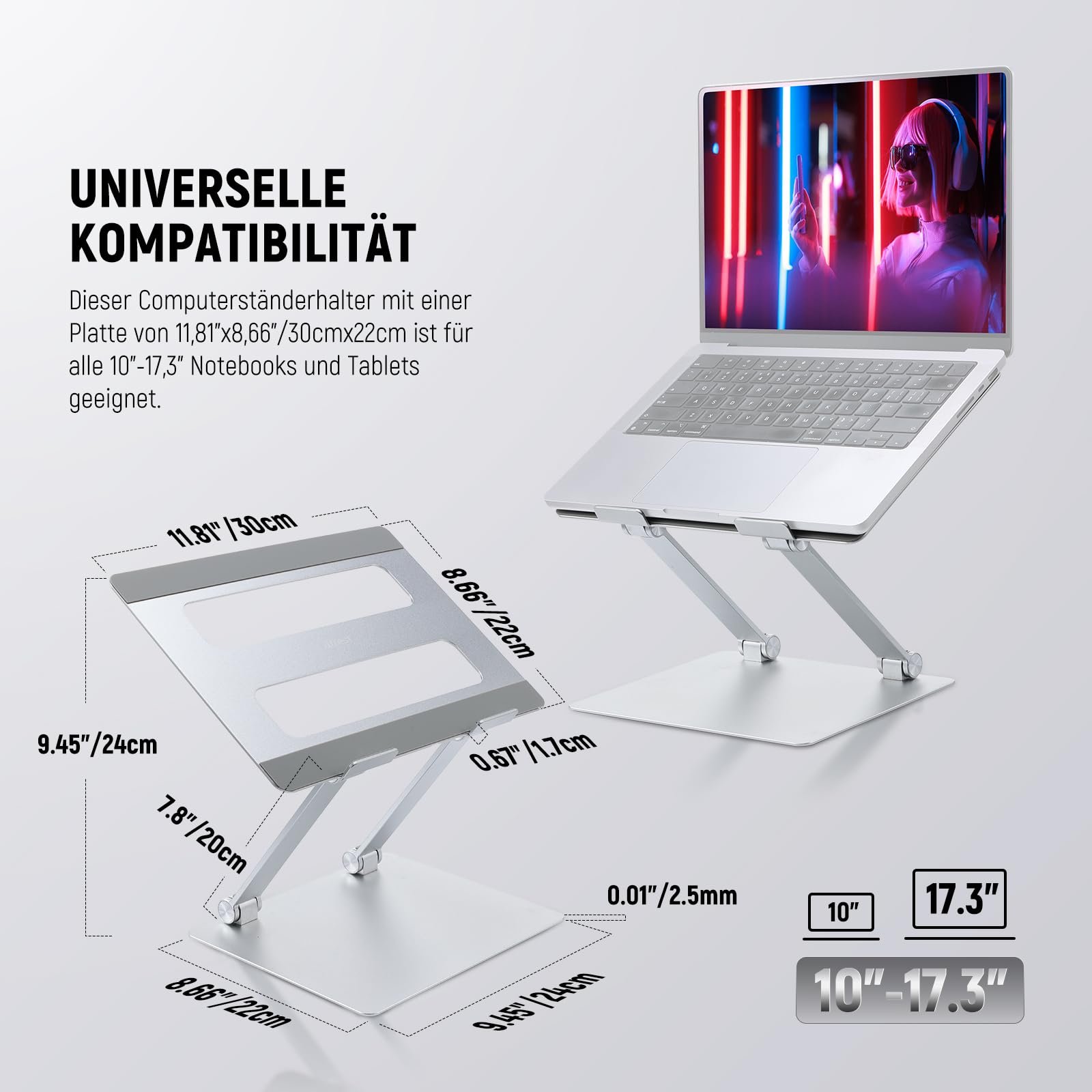 Підставка для ноутбука Регульована по висоті, складана, легка з алюмінієвого сплаву, фото №3