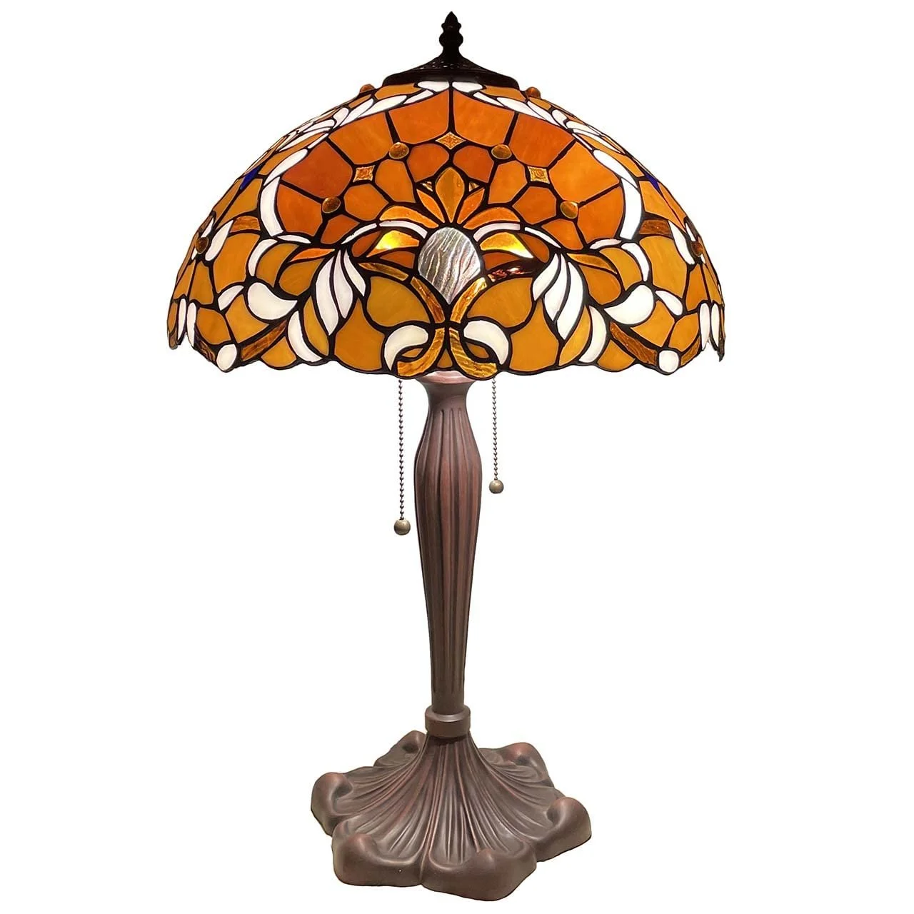Настільна лампа Bieye L30789 Барокова Стиль Тіффані Вітражне скло 16 x 24 дюйми Помаранчева, фото №1