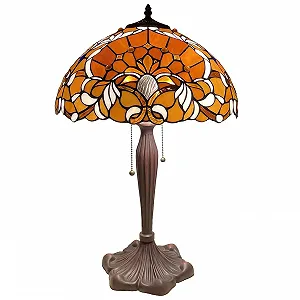 Настільна лампа Bieye L30789 Барокова Стиль Тіффані Вітражне скло 16 x 24 дюйми Помаранчева - Фото 1