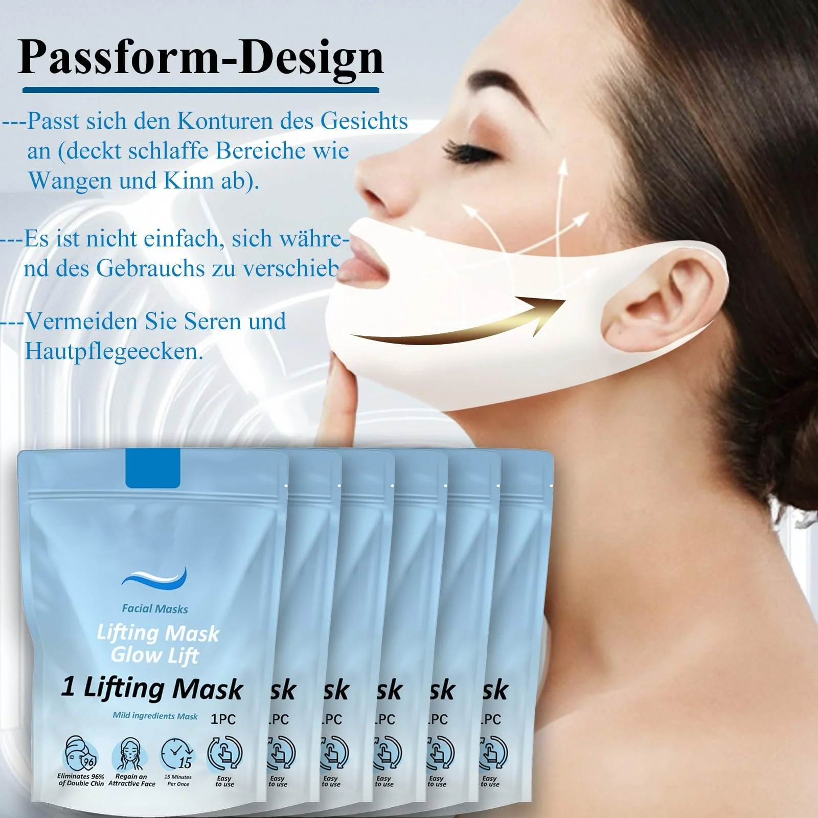 Маска для обличчя Soleneva V-line гіалуронова 6 шт, фото №3