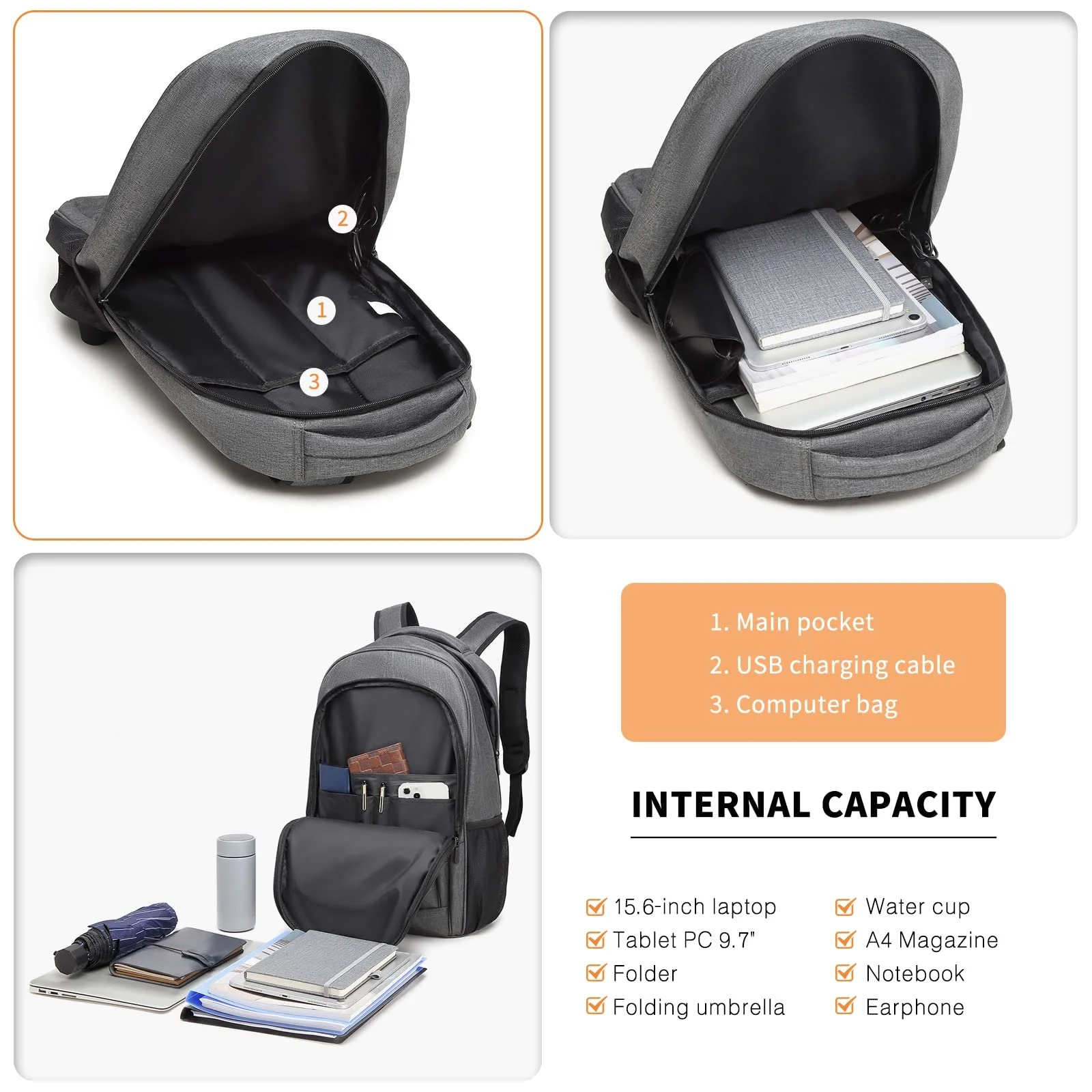 Рюкзак для ноутбука Kono USB Charging Port 15.6 дюймів, фото №5 Рюкзак для ноутбука Kono USB Charging Port 15.6 дюймів, фото №5