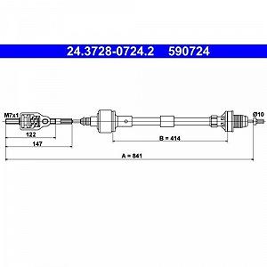 Трос сцепления ATE 24.3728-0724.2 для OPEL VAUXHALL - Фото 1