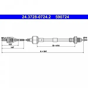 Трос зчеплення ATE 24.3728-0724.2 для OPEL VAUXHALL - Фото 1
