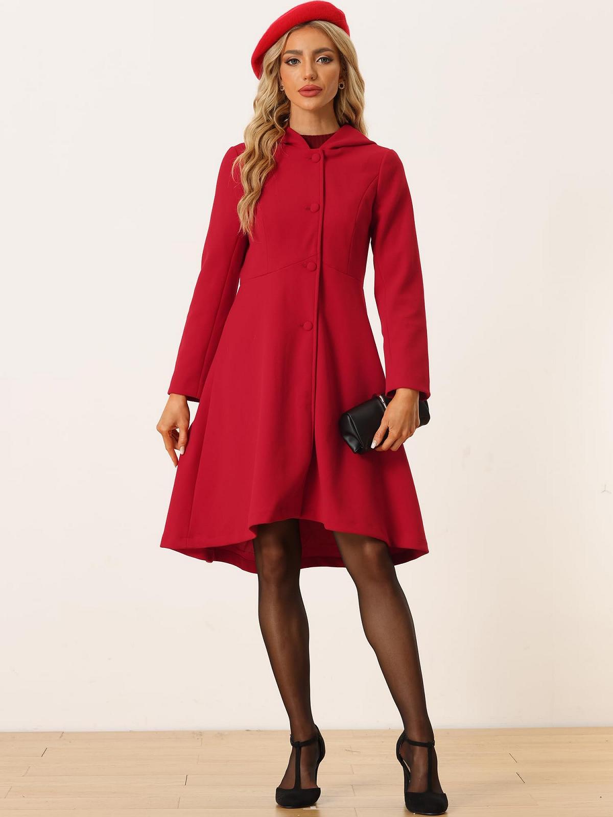 Пальто Allegra K С капюшоном Застежка на пуговицах Планка на пуговицах Миди с карманами, фото №3 Пальто Allegra K С капюшоном Застежка на пуговицах Планка на пуговицах Миди с карманами, фото №3