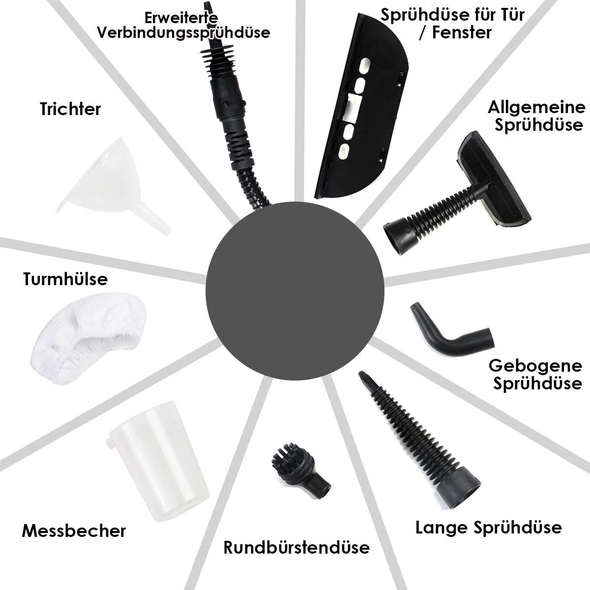 Пароочиститель ручной GOPLUS 1050 W 3 bar 350 ml 135 °C 9 аксессуаров, фото №4