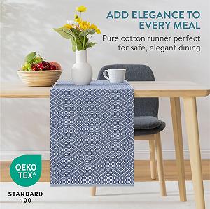 Раннер JEMIDI 40 x 240 см 100% Cotton Oeko-Tex Certified Machine Washable Blue synthetic.ua - Фото 1