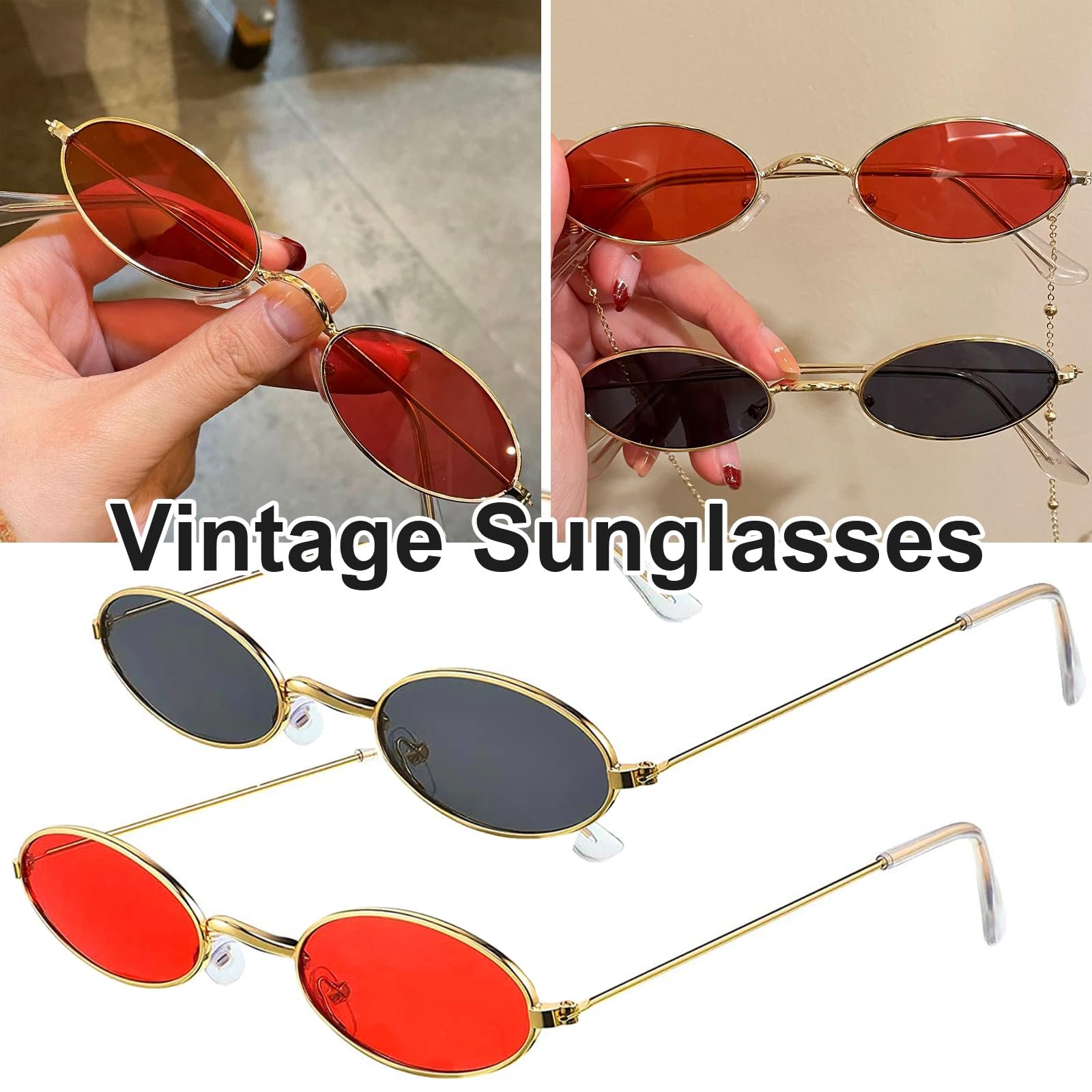 Солнцезащитные очки Retro Oval Dtoterul Металл, фото №4