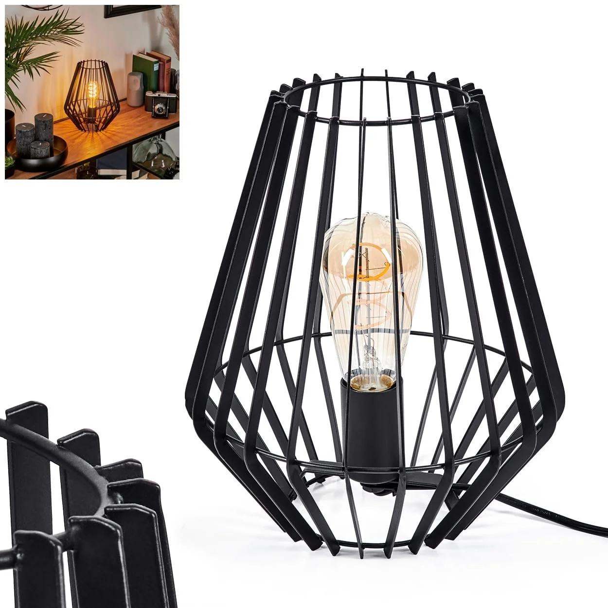 Настільна лампа Emporia E27 27 см Black, фото №1