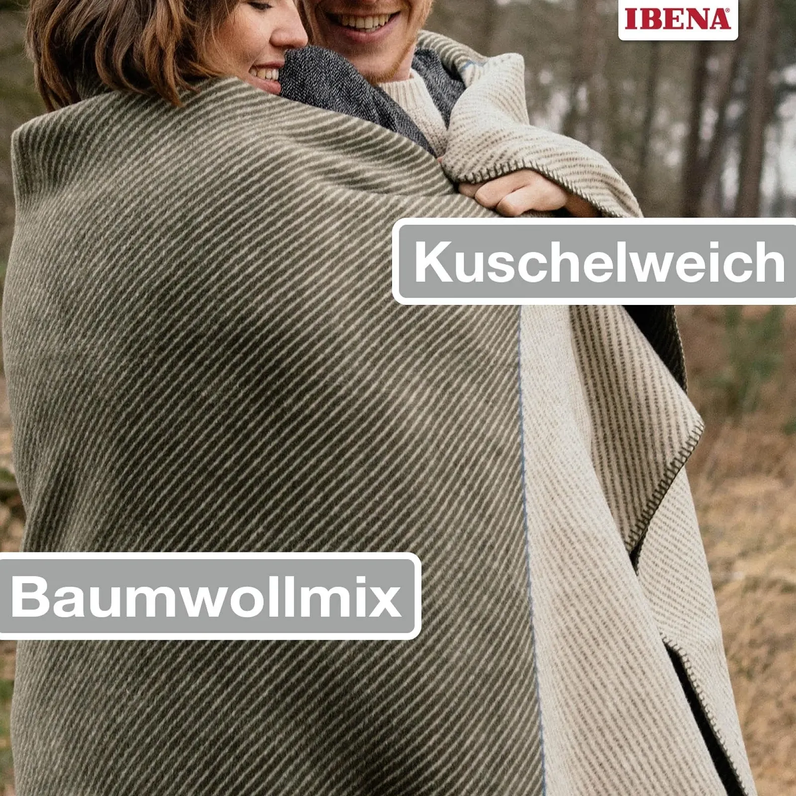 Плед Ibena Austin Полосатый Зеленый, 150 x 200 см, фото №2