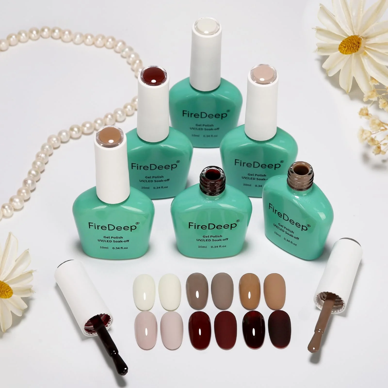 Гель-лак Firedeep, 6 цветов, осенняя коллекция, бежевый, коричневый, телесный, шоколадный, Hema Free, фото №7