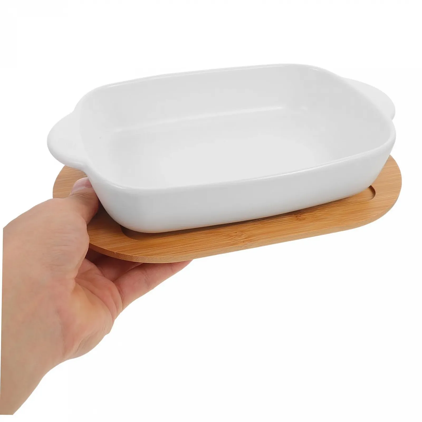 Форма для запекания INOOMP прямоугольная керамическая с ручками, фото №6