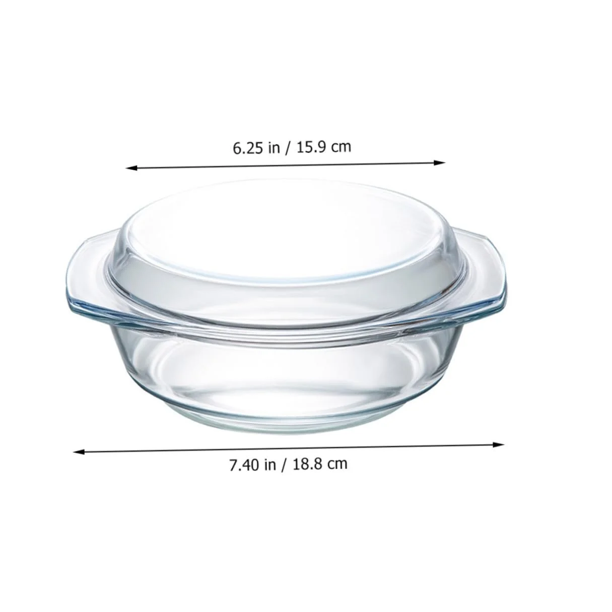 Форма для запікання скляна термостійка кругла з кришкою прозора, фото №2