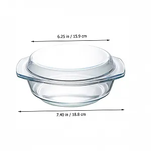 Форма для запікання скляна термостійка кругла з кришкою прозора synthetic.ua - Фото 1