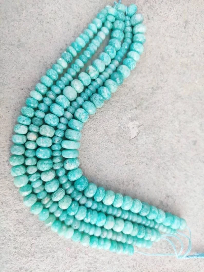 Намистини Amazonite, ограновані рондель, 5.5-6 мм, блакитний колір, фото №3