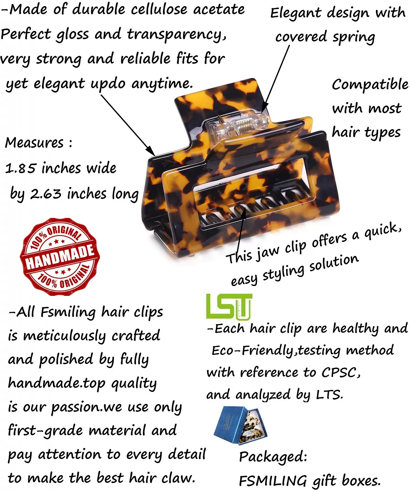 Заколка-краб для волос No Brand Средняя 7 см, 2 цвета, фото №3 Заколка-краб для волос No Brand Средняя 7 см, 2 цвета, фото №3