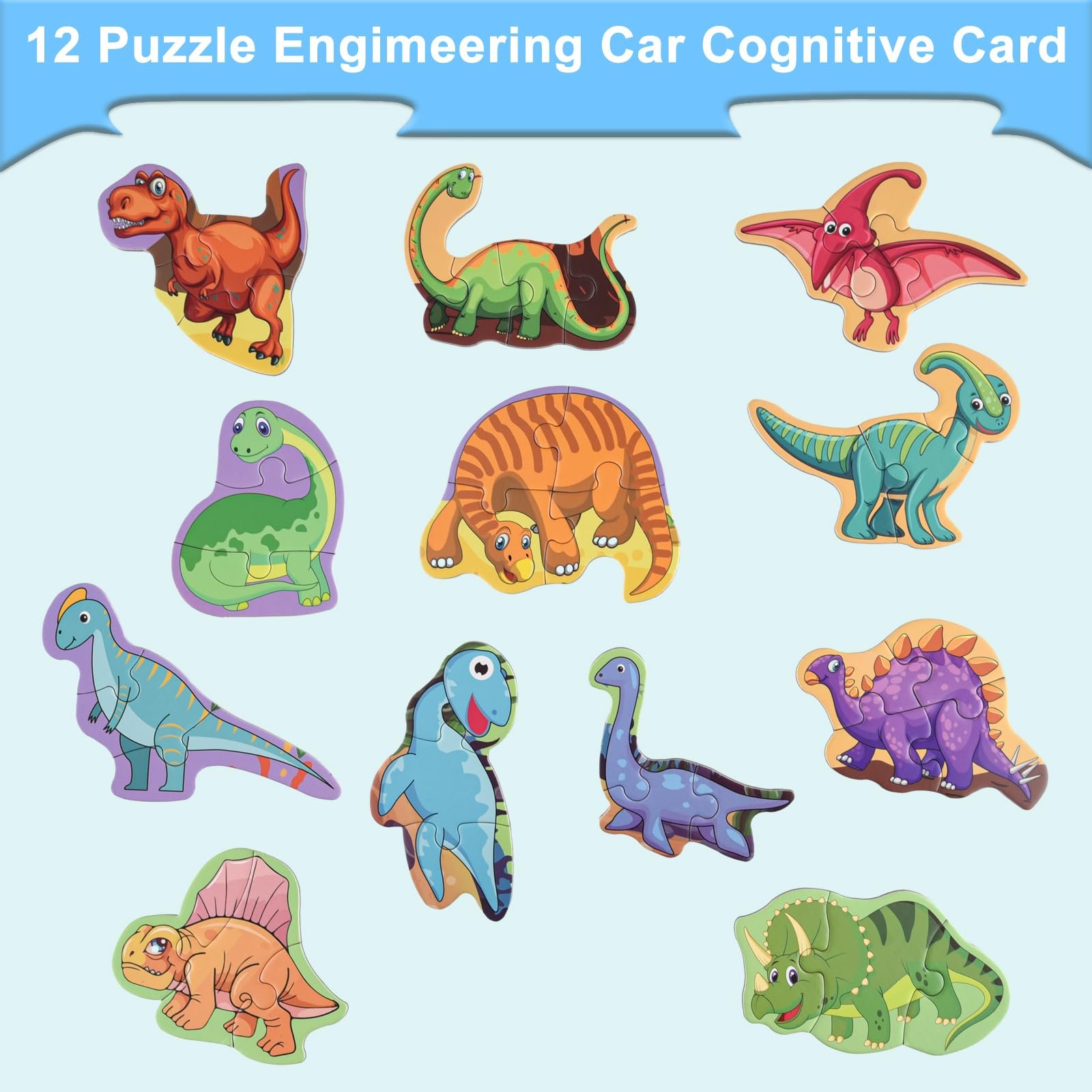 Магнітний пазл ASTARON Dinosaur Puzzle with 80 Puffy Stickers 40 деталей, фото №3