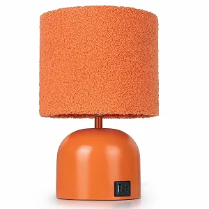 Настільна лампа LED сенсорна, димована з портами USB A+C, помаранчева - Фото 1
