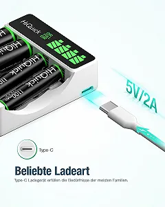Зарядний пристрій для акумуляторів HiQuick AA/AAA з LCD-дисплеєм, 4 слоти synthetic.ua - Фото 1