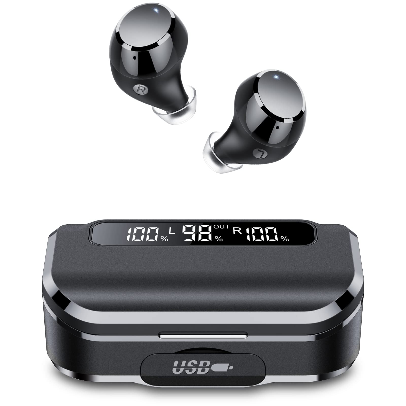 Наушники Lekaby Bluetooth 5.3 In-Ear 48H HiFi Stereo 2024 4 ENC Mic IP7 Waterproof LED Display USB-C Touch Control, фото №1