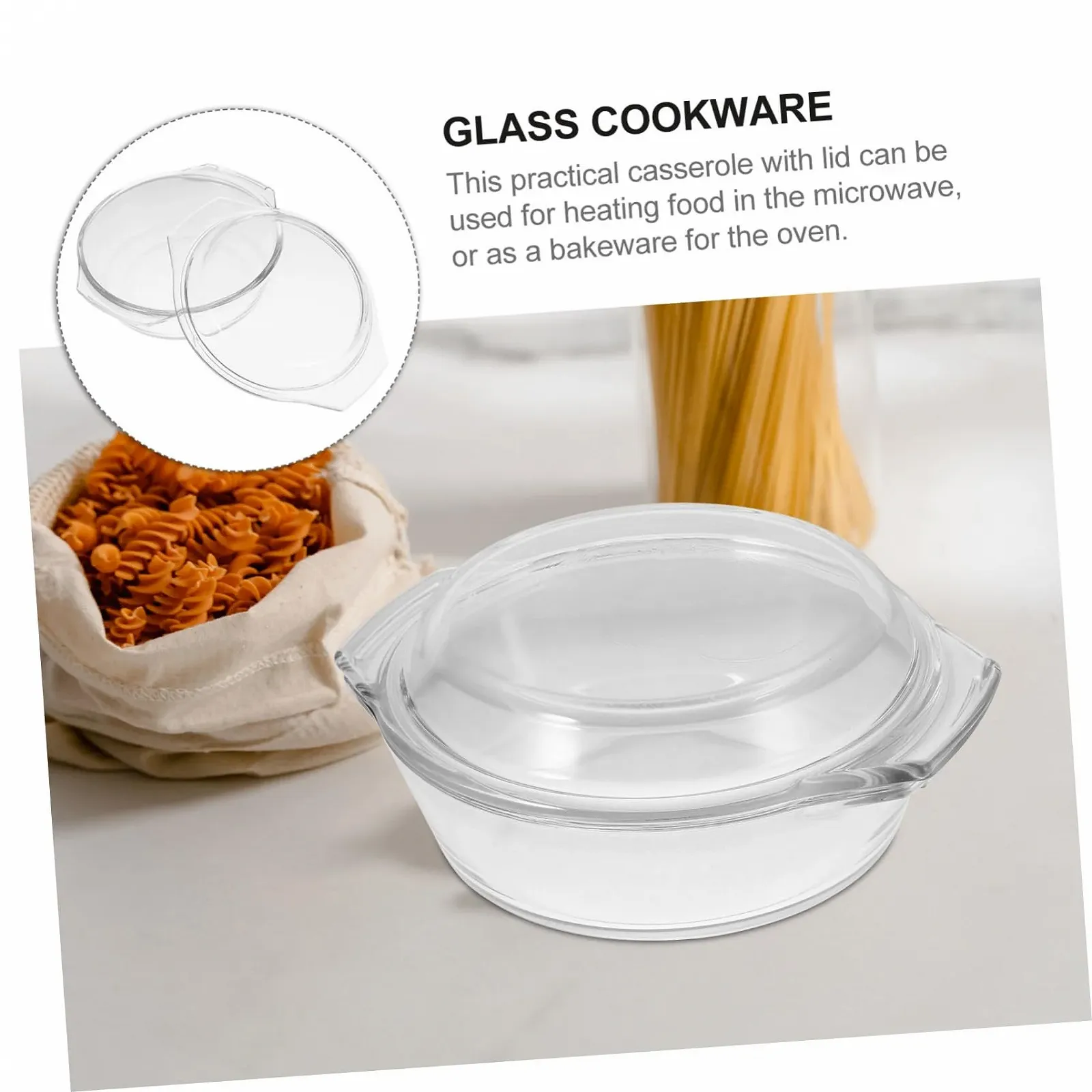 Форма для запікання скляна з кришкою жаростійка прозора, фото №6