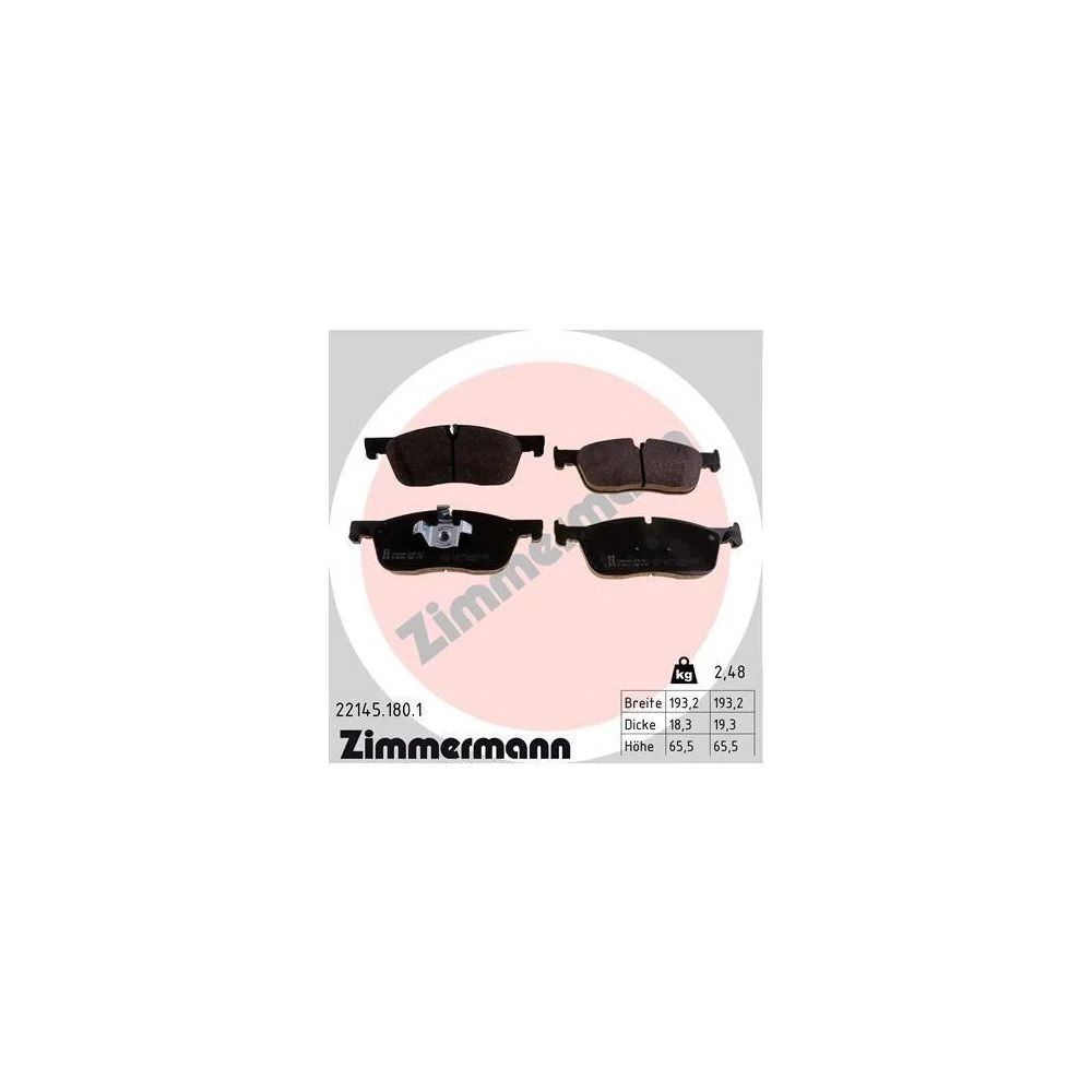 Комплект тормозных колодок, дисковый тормоз ZIMMERMANN 22145.180.1 для JAGUAR LAND ROVER, фото №1 Комплект тормозных колодок, дисковый тормоз ZIMMERMANN 22145.180.1 для JAGUAR LAND ROVER, фото №1