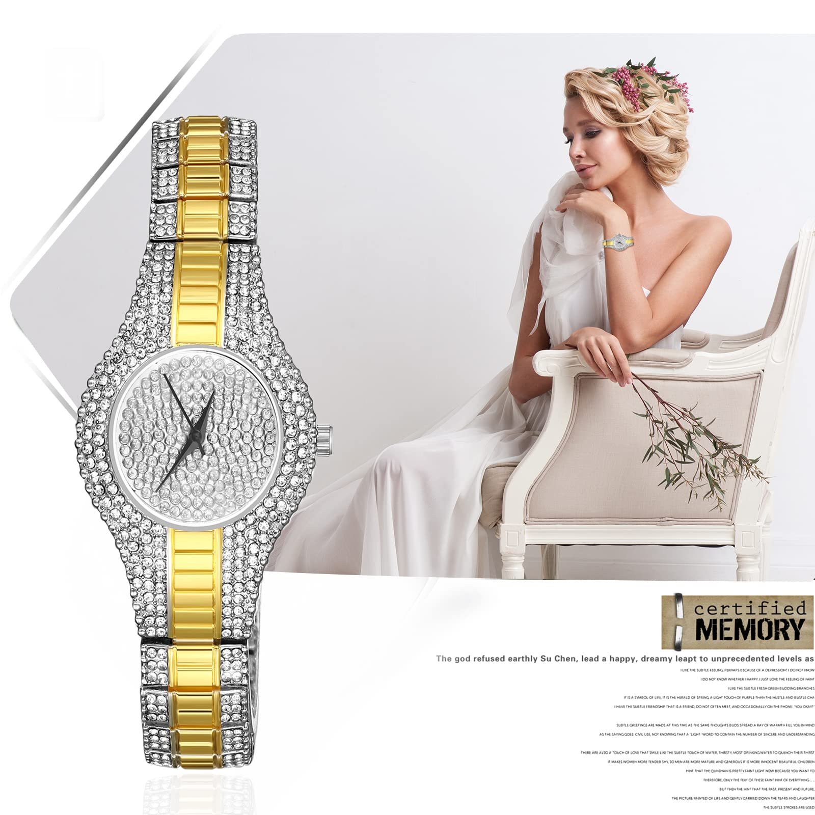 Часы женские кварцевые JewelryWe Аналоговые серебристый / золотой, фото №6
