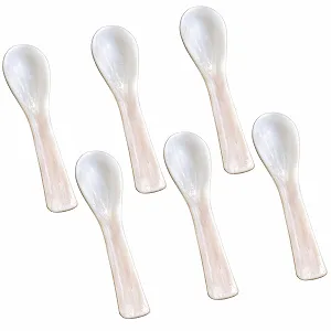 Набір ложок з перламутру 6 шт Класичні для ікри 7 см - Фото 1