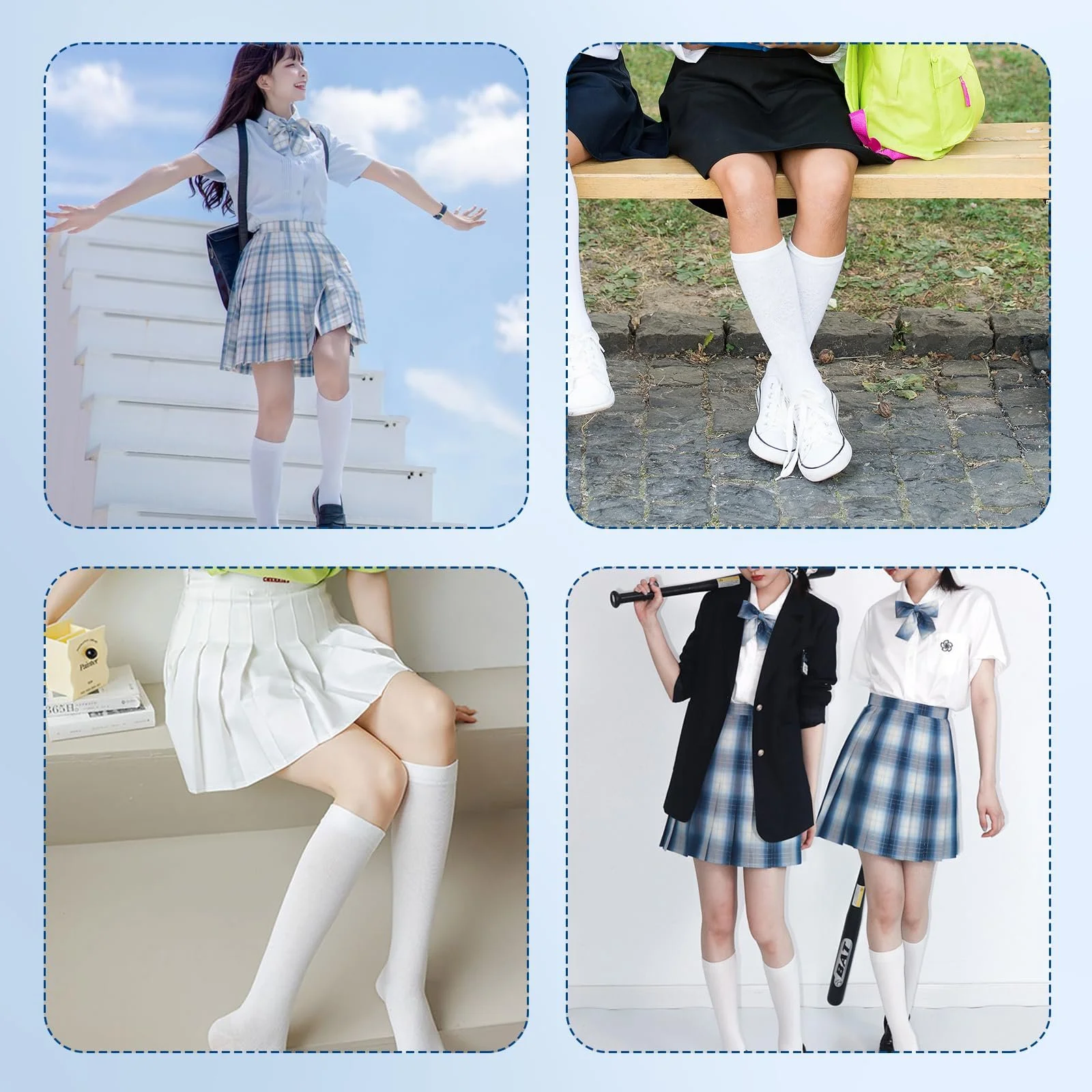 Жіночі шкарпетки до коліна Білі, 6 пар, бавовна, висота 35 см, фото №6