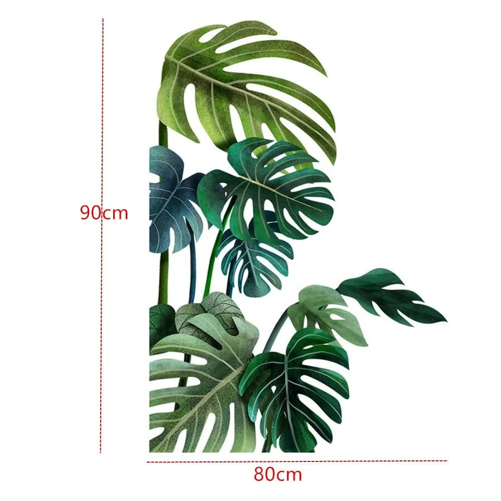 Наклейка на стіну Tropical Green Leaves Plant Turtle Leaf DIY Велика Зелена, фото №6