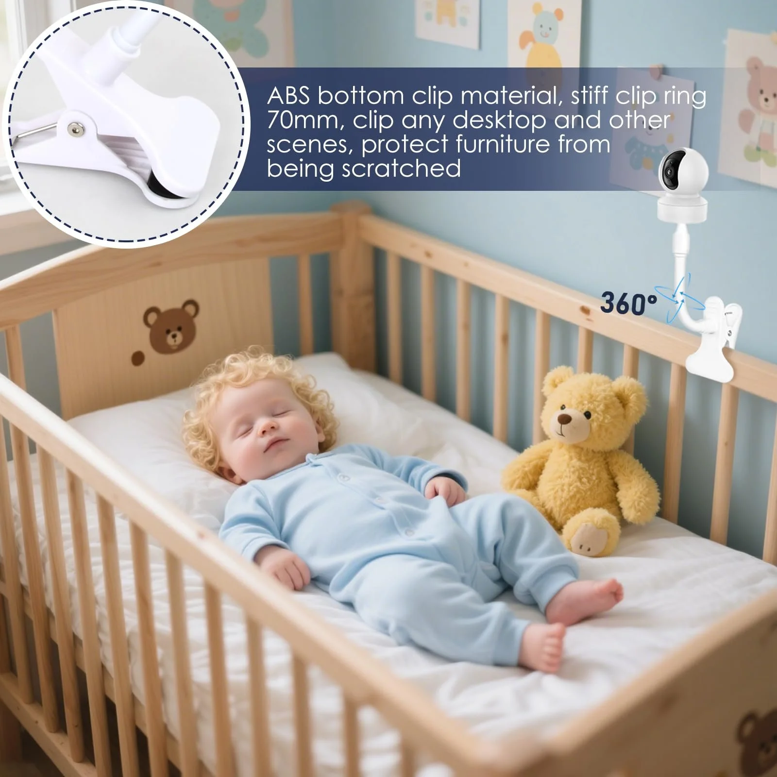 Тримач для відеоняні універсальний затискач 1/4" для HelloBaby HB65, HB6550, HB6558, HB66, HB248, фото №6