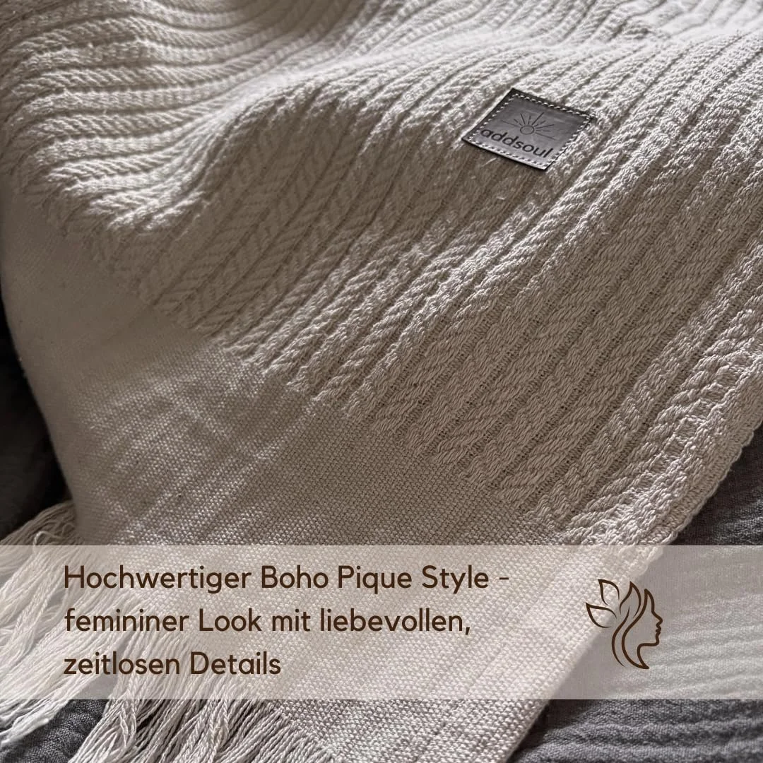 Покрывало ADDSOUL Cairo 170 x 220 см Пике Комплект Одеяло Oeko Tex 100% Хлопок Песочный, фото №2