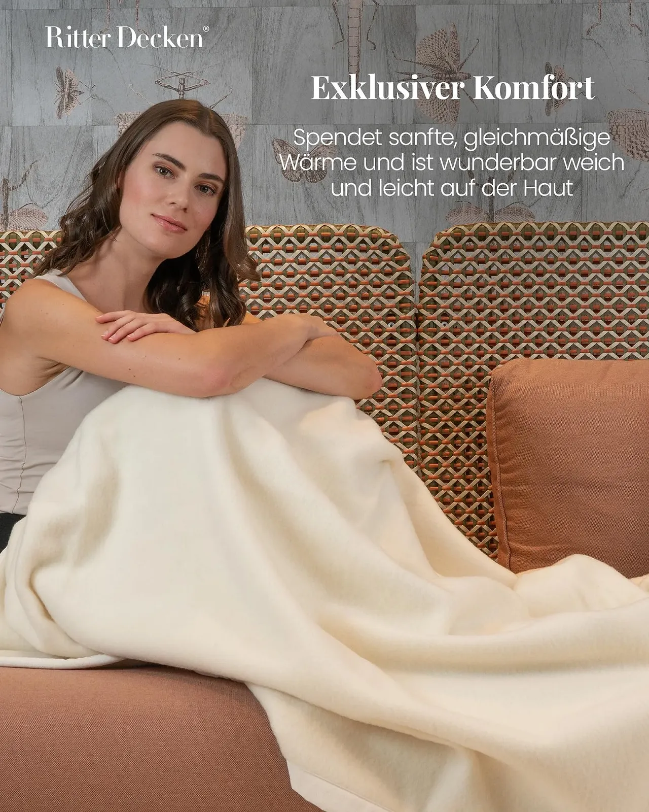 Покривало Ritter Decken Kaschmount Cashmere 150 x 200 см - Білий (Натуральний), фото №3