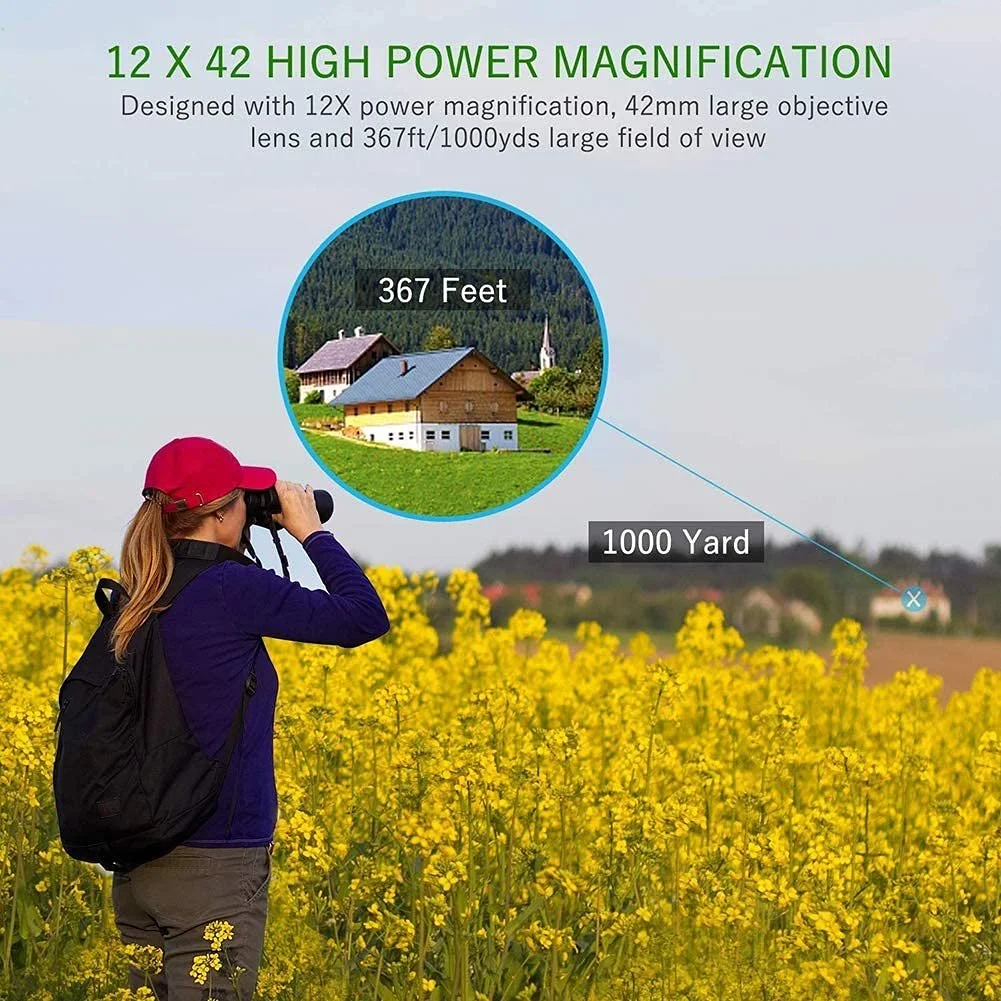 Бінокль Generic 12x42 HD Високоефективний Водонепроникний, фото №6