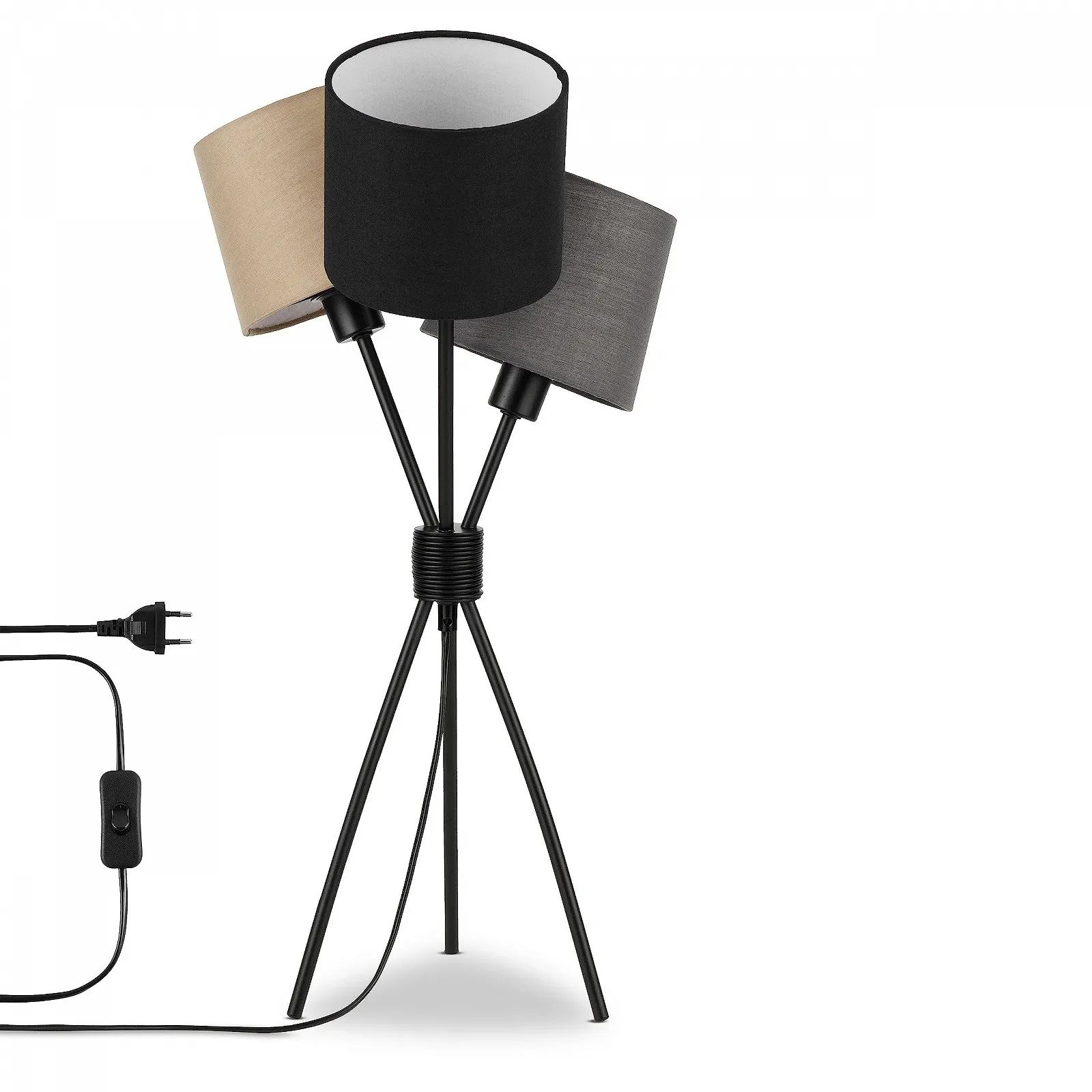 Настольная лампа REV Vintage 3 Linen Lampshades Black, Beige & Grey E14 H61 см, фото №6