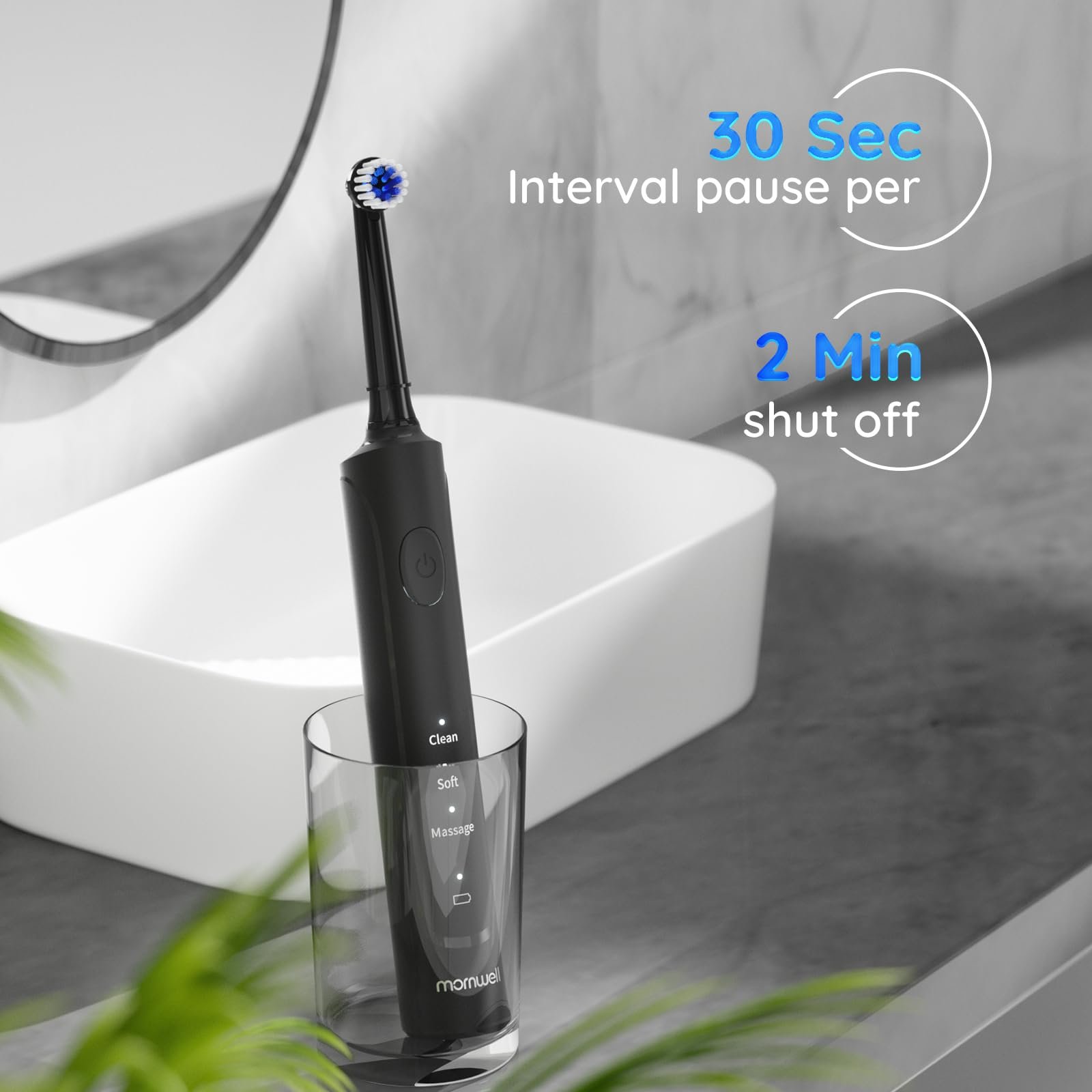 Електрична зубна щітка Mornwell Rotating Toothbrushes 3 режими USB швидка зарядка, фото №7