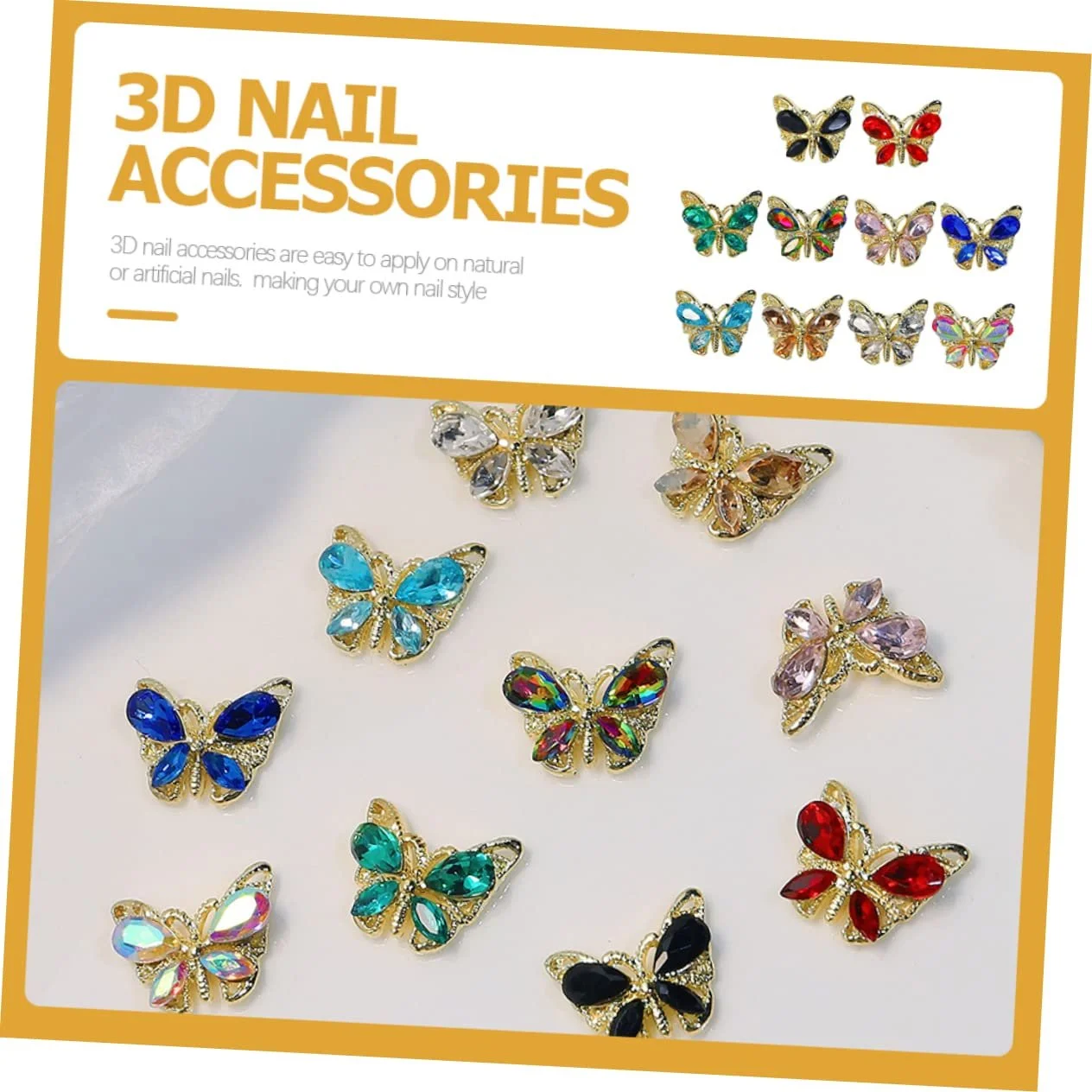 Стрази для нігтів Healeved Метелики, 10 шт, прикраси для манікюру, фото №4