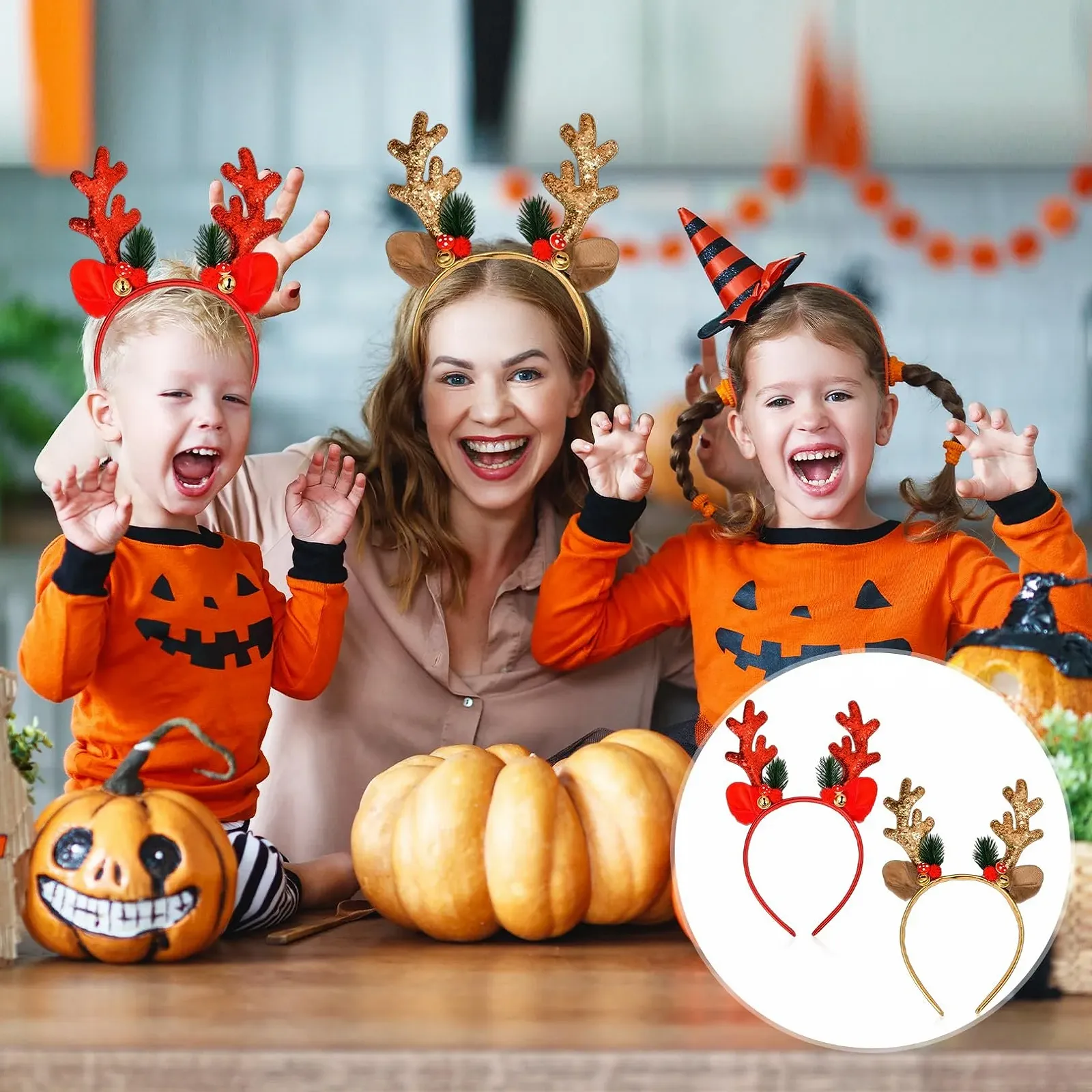 Набор рождественских обручей с оленями., фото №3 Набор рождественских обручей с оленями., фото №3