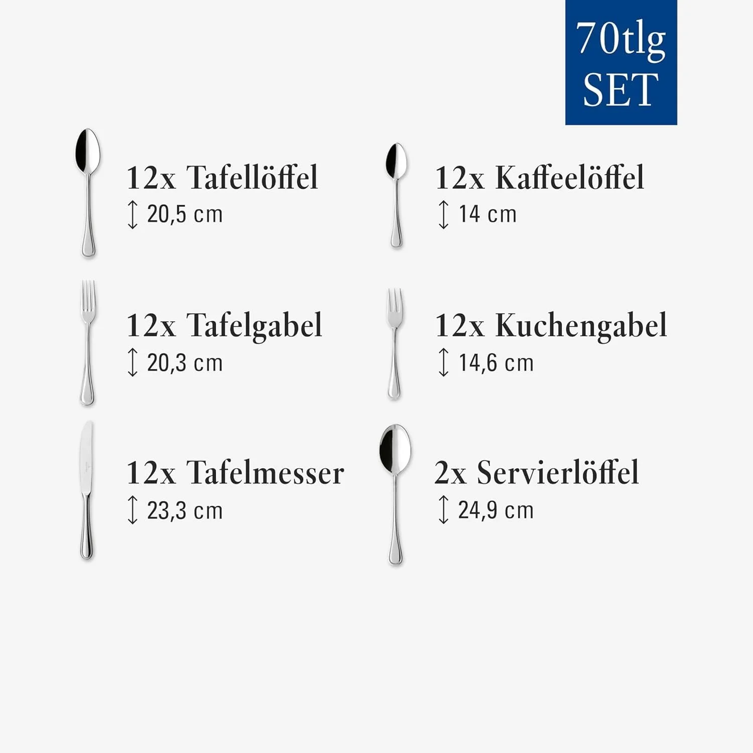 Набор столовых приборов Villeroy & Boch Neufaden-Merlemont 70 предметов, нержавеющая сталь 18/10, фото №3 Набор столовых приборов Villeroy & Boch Neufaden-Merlemont 70 предметов, нержавеющая сталь 18/10, фото №3