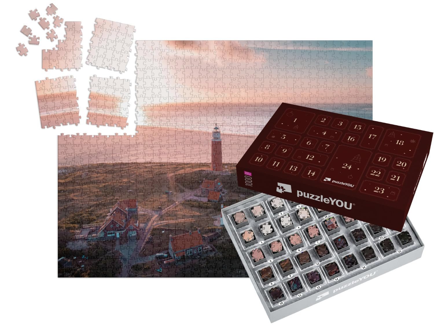 Пазл-адвент-календарь puzzleYOU Тексел "Тексел: вид на маяк с воздуха, Нидерланды" 1000 элементов, фото №1