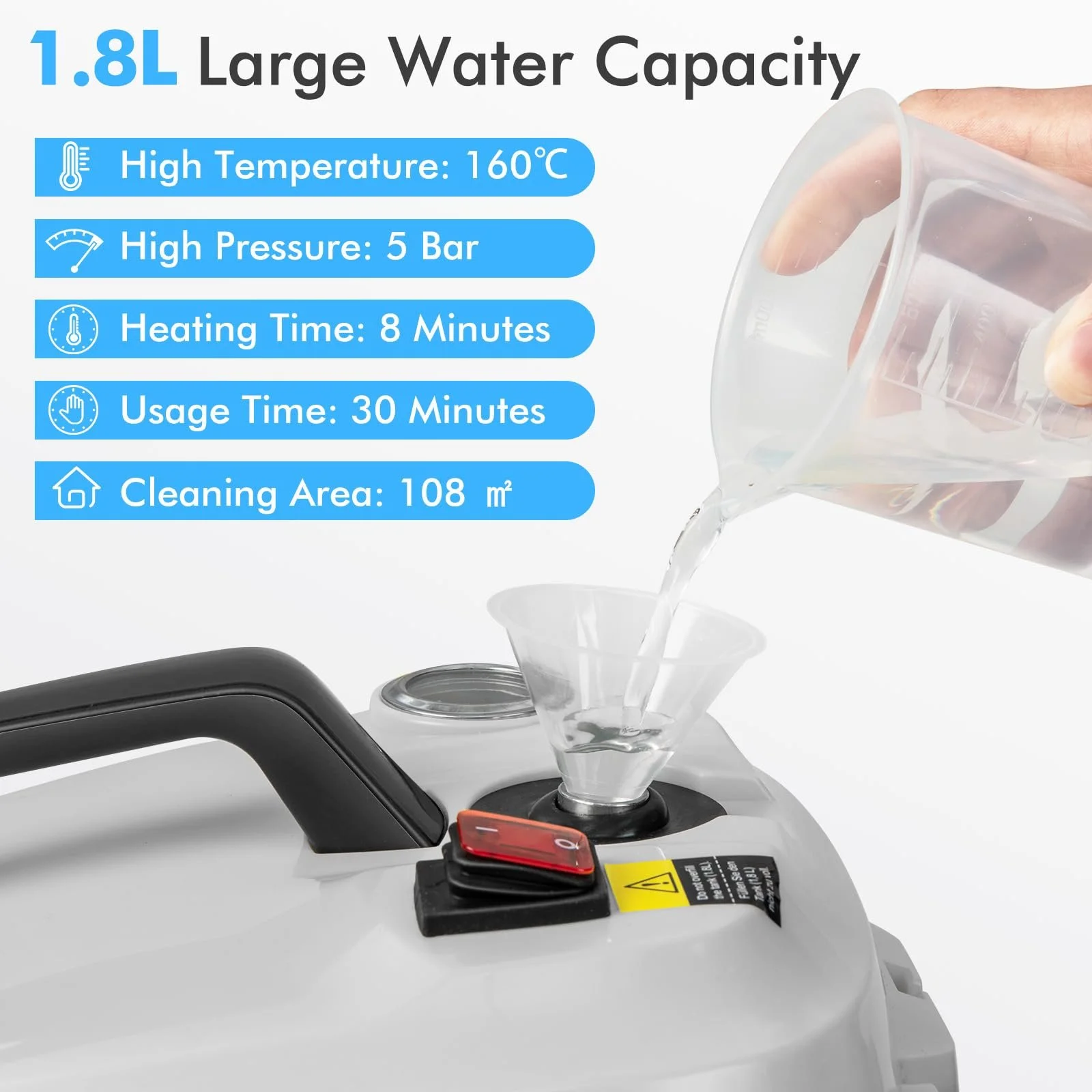 Пароочисник FANTASK 2000 Вт 5 Бар 1.8 л 13 аксесуарів, фото №4