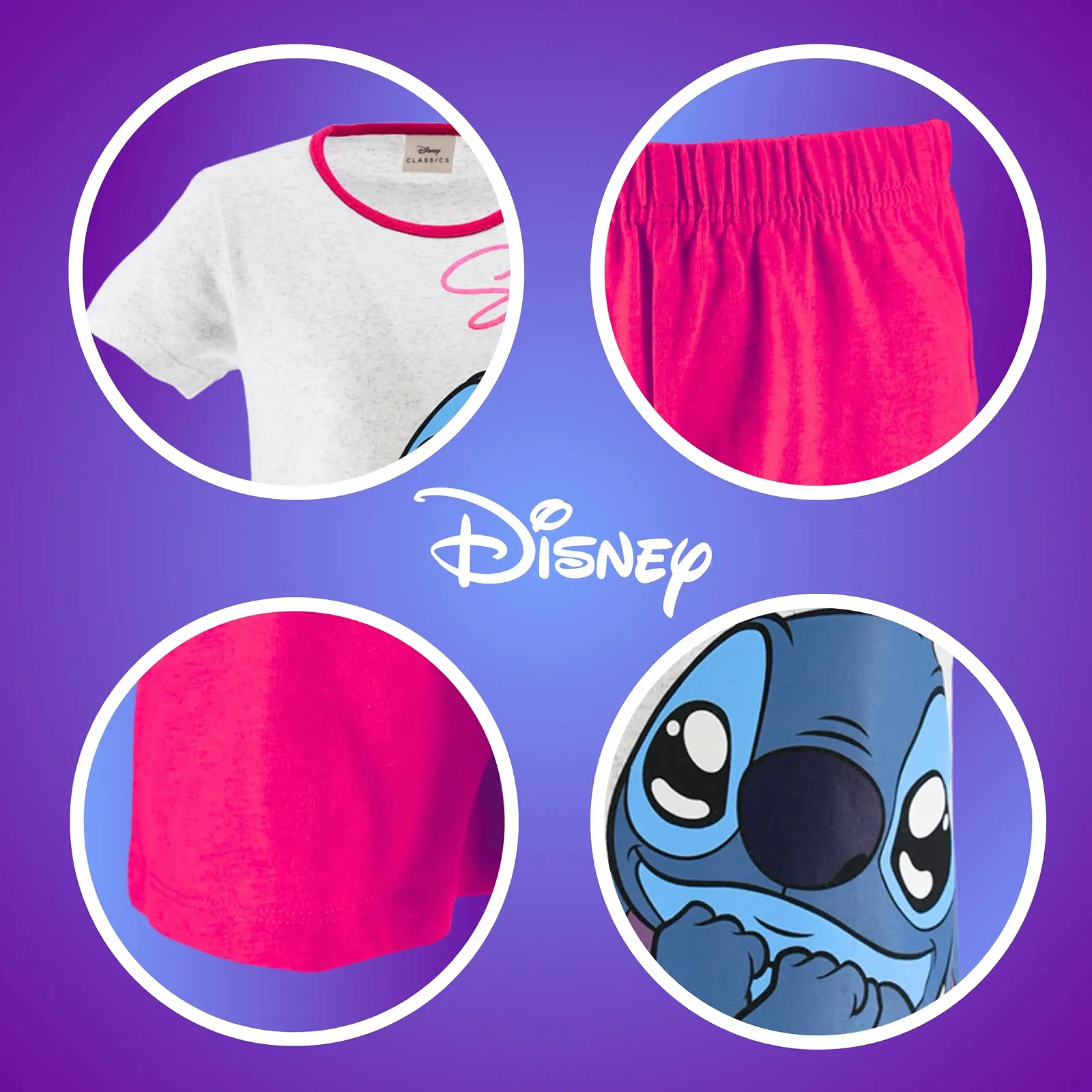 Піжама Disney Stitch, комплект з футболки та шортів, дизайн Stitch, для дівчат, фото №6 Піжама Disney Stitch, комплект з футболки та шортів, дизайн Stitch, для дівчат, фото №6